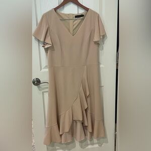 Elegant Asymmetrical Beige Dress
